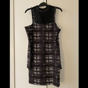 Purple Plaid Cold Shoulder Dress